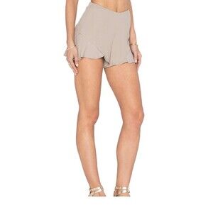Free People Women's Shorts Beige Hemp Flutter Side Zip Stretch Size 12 NWT